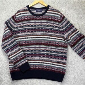 Joseph Turner Mens Lambswool Fair Isle Sweater Knit Sweater Pullover Preppy XL